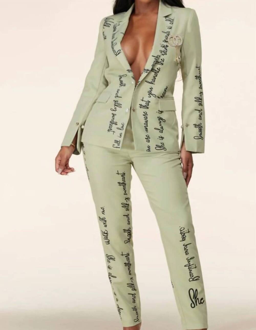 NEW LATISTE shaunie blazer and pants set in sage